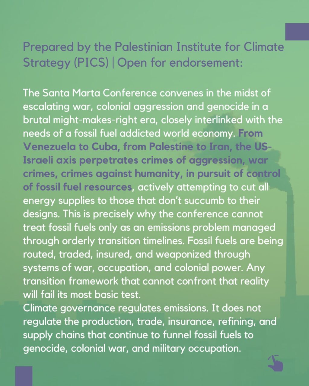 Instagram post from palenergyembargo. This post is in position 1.